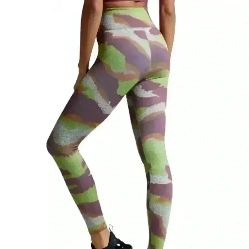 Noli Earthy Dot Camo Sedona Higb Waist Quick Wick 4 Way Stretch Legging Size S